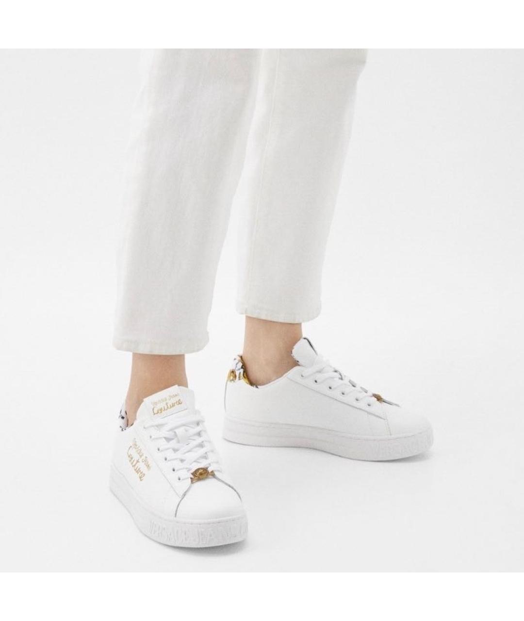 VERSACE JEANS COUTURE Белые кожаные низкие кроссовки / кеды, фото 8