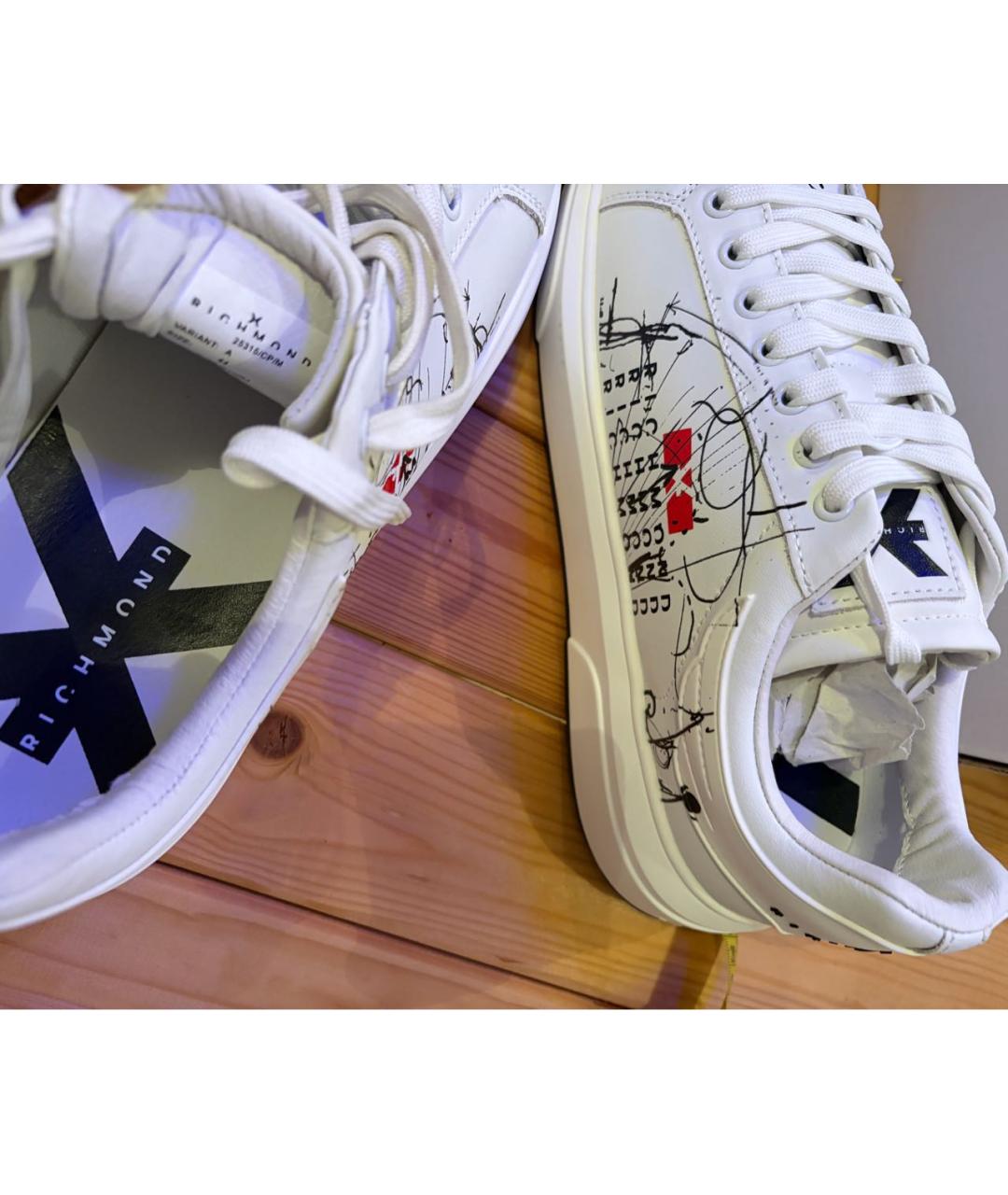 JOHN RICHMOND Белые кожаные низкие кроссовки / кеды, фото 7