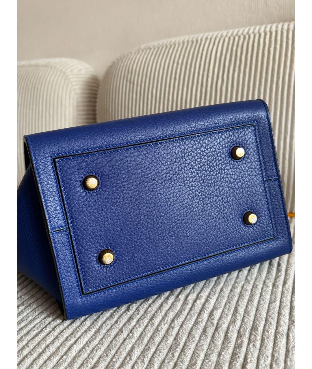 CELINE Синяя кожаная сумка с короткими ручками, фото 4