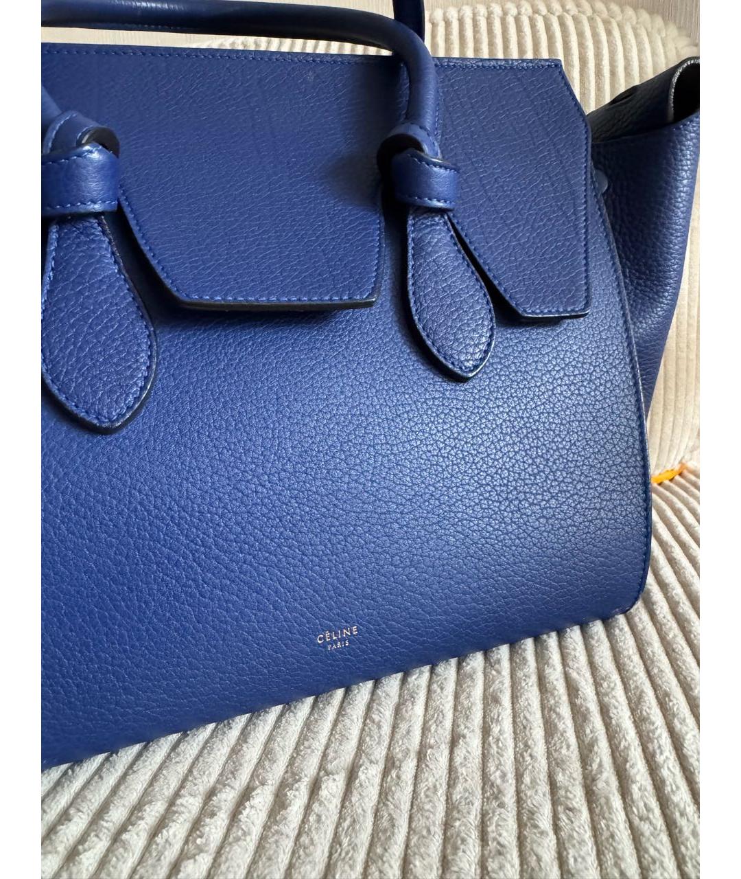 CELINE Синяя кожаная сумка с короткими ручками, фото 3