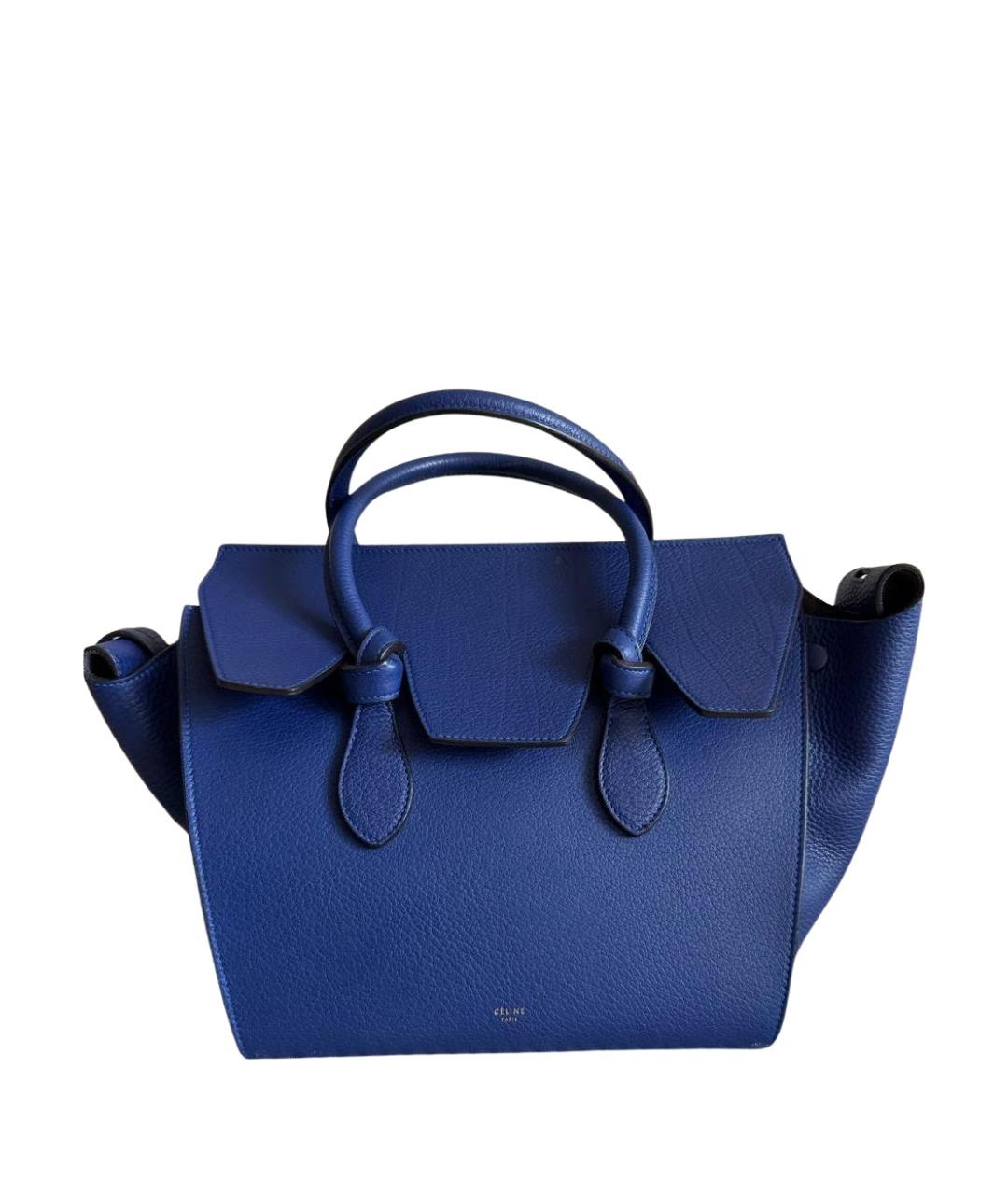 CELINE Синяя кожаная сумка с короткими ручками, фото 1