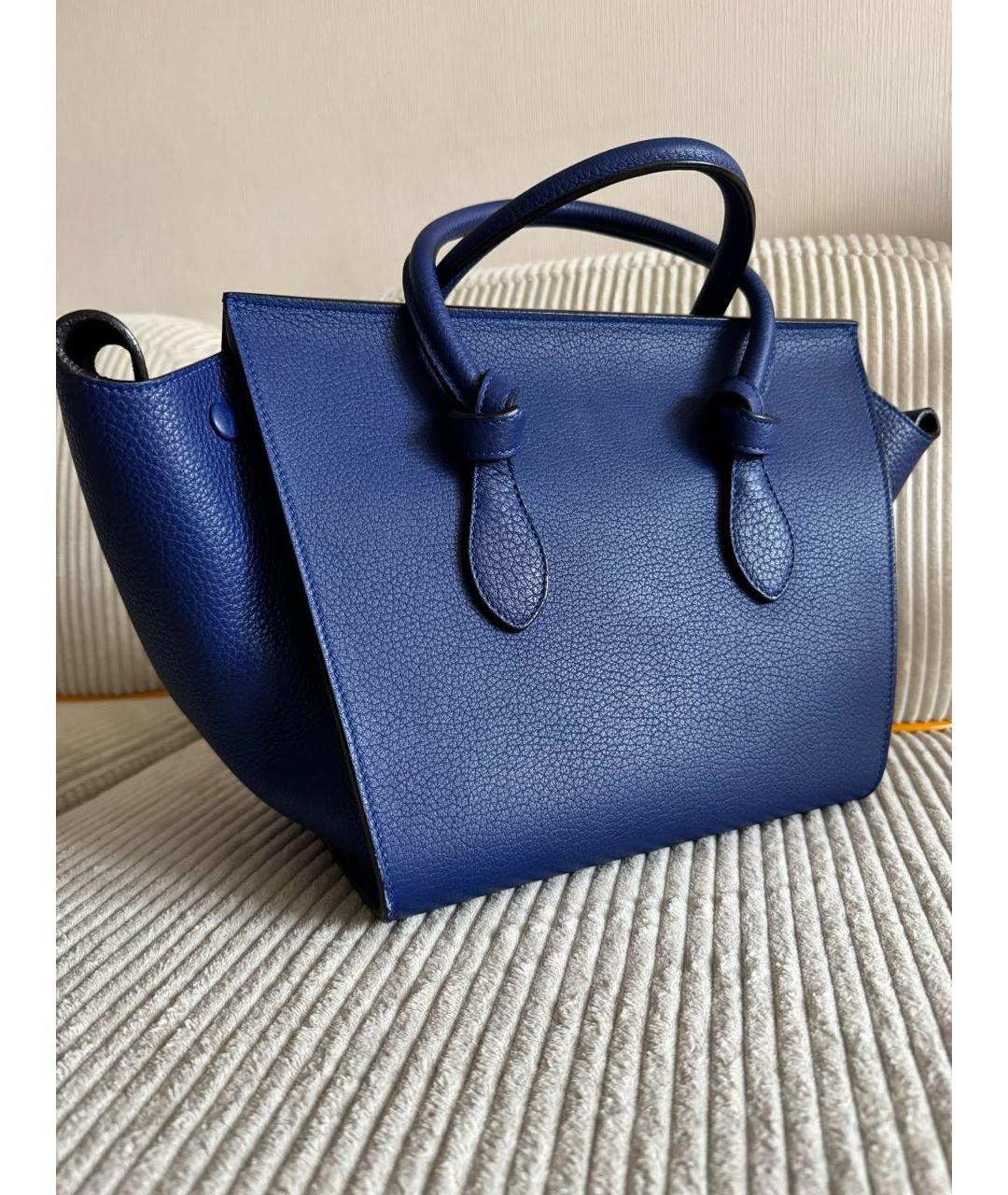 CELINE Синяя кожаная сумка с короткими ручками, фото 2