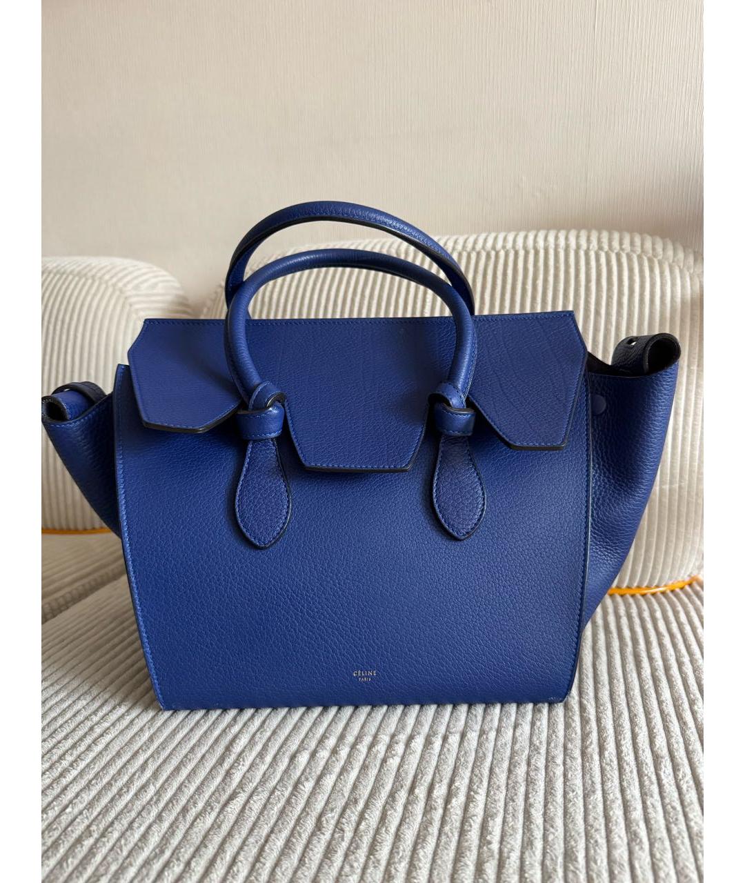 CELINE Синяя кожаная сумка с короткими ручками, фото 8