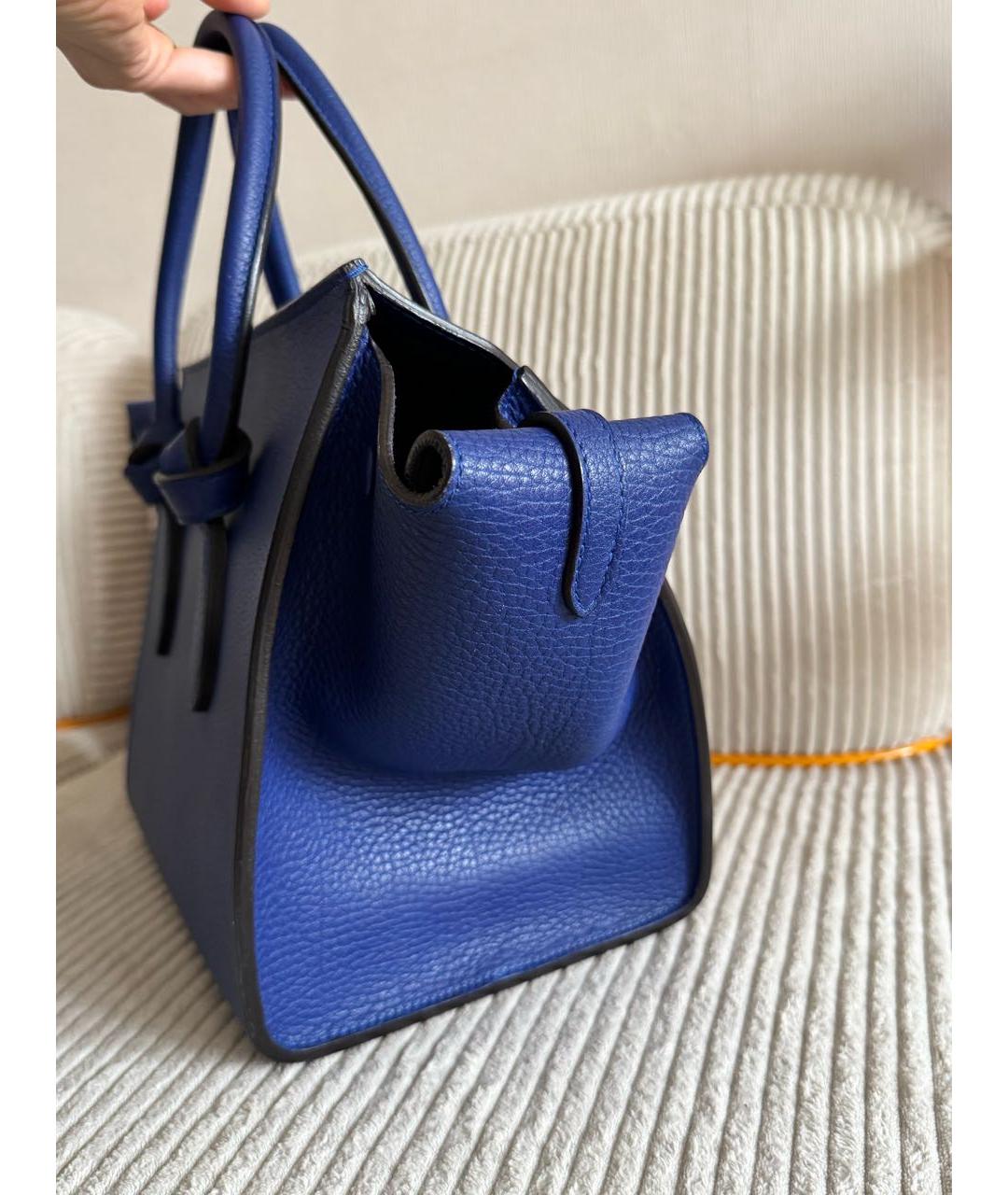 CELINE Синяя кожаная сумка с короткими ручками, фото 5