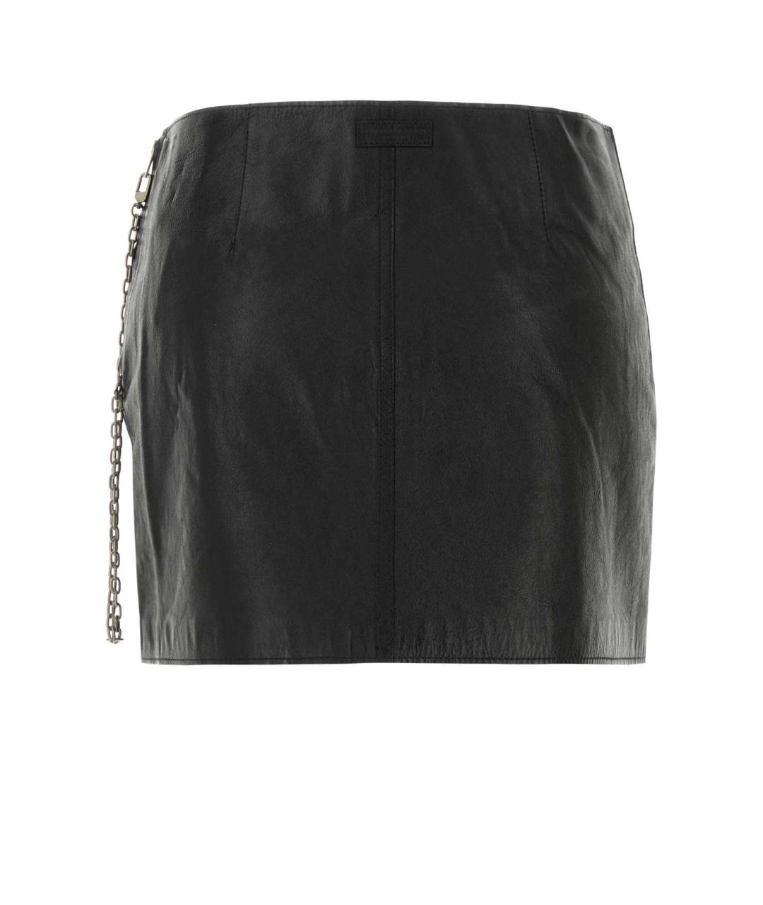 ALEXANDER WANG Черная кожаная юбка мини, фото 2