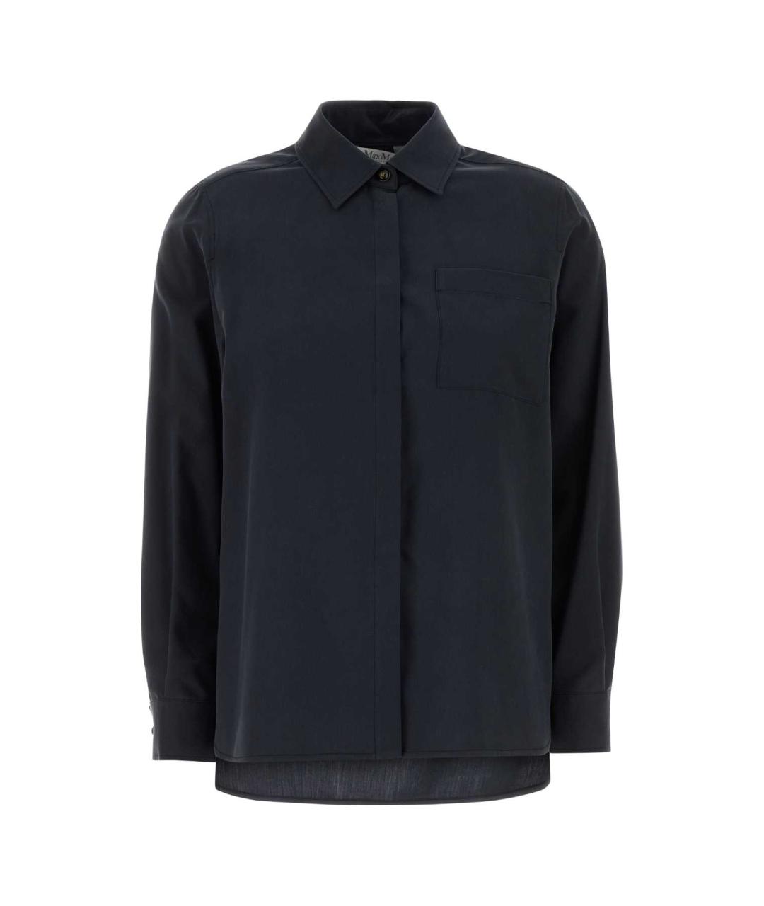 MAX MARA Темно-синяя шелковая рубашка, фото 1