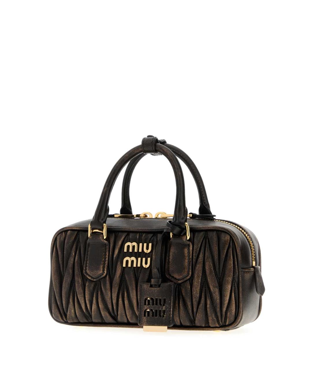 MIU MIU Коричневая кожаная сумка с короткими ручками, фото 2