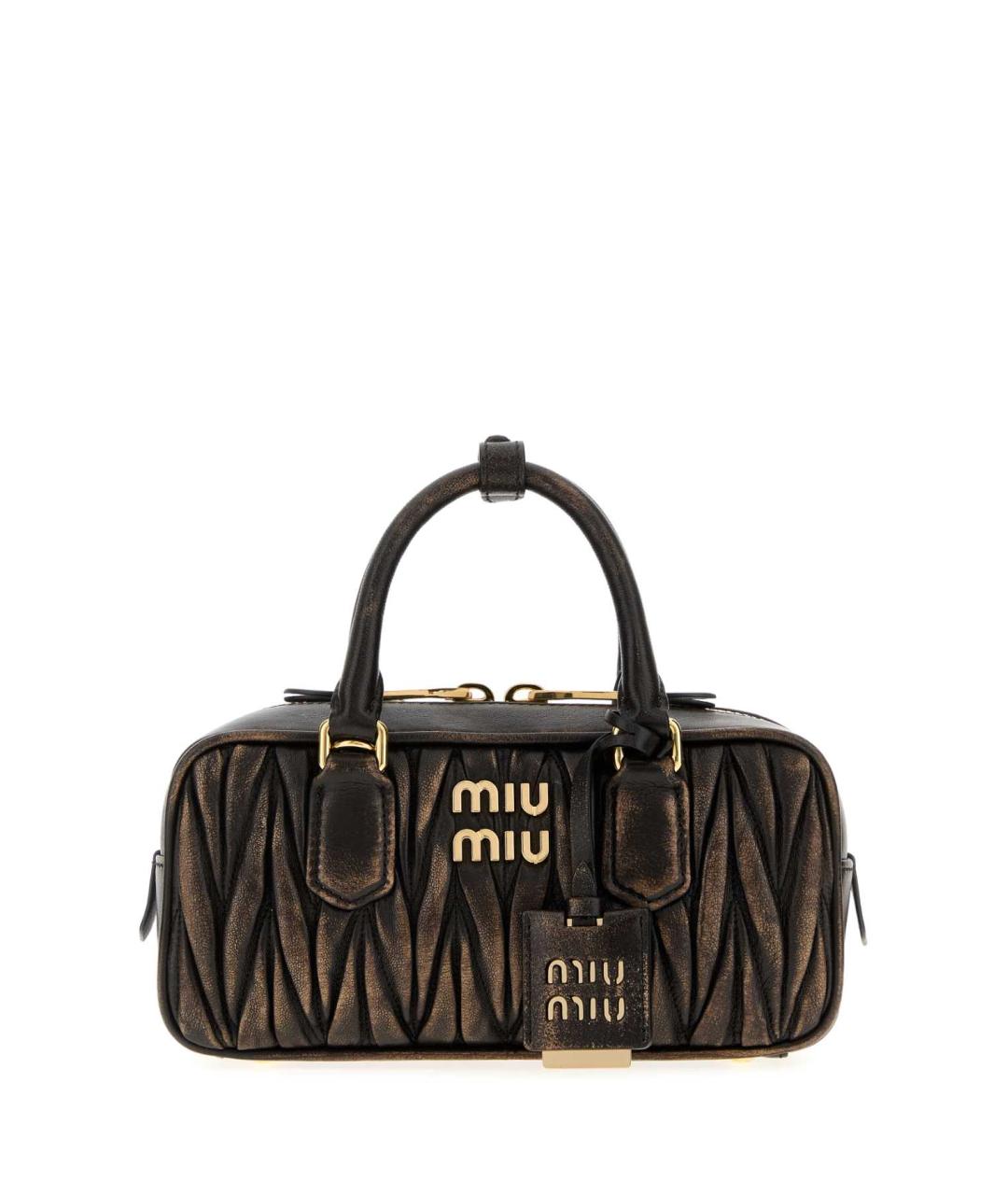 MIU MIU Коричневая кожаная сумка с короткими ручками, фото 1