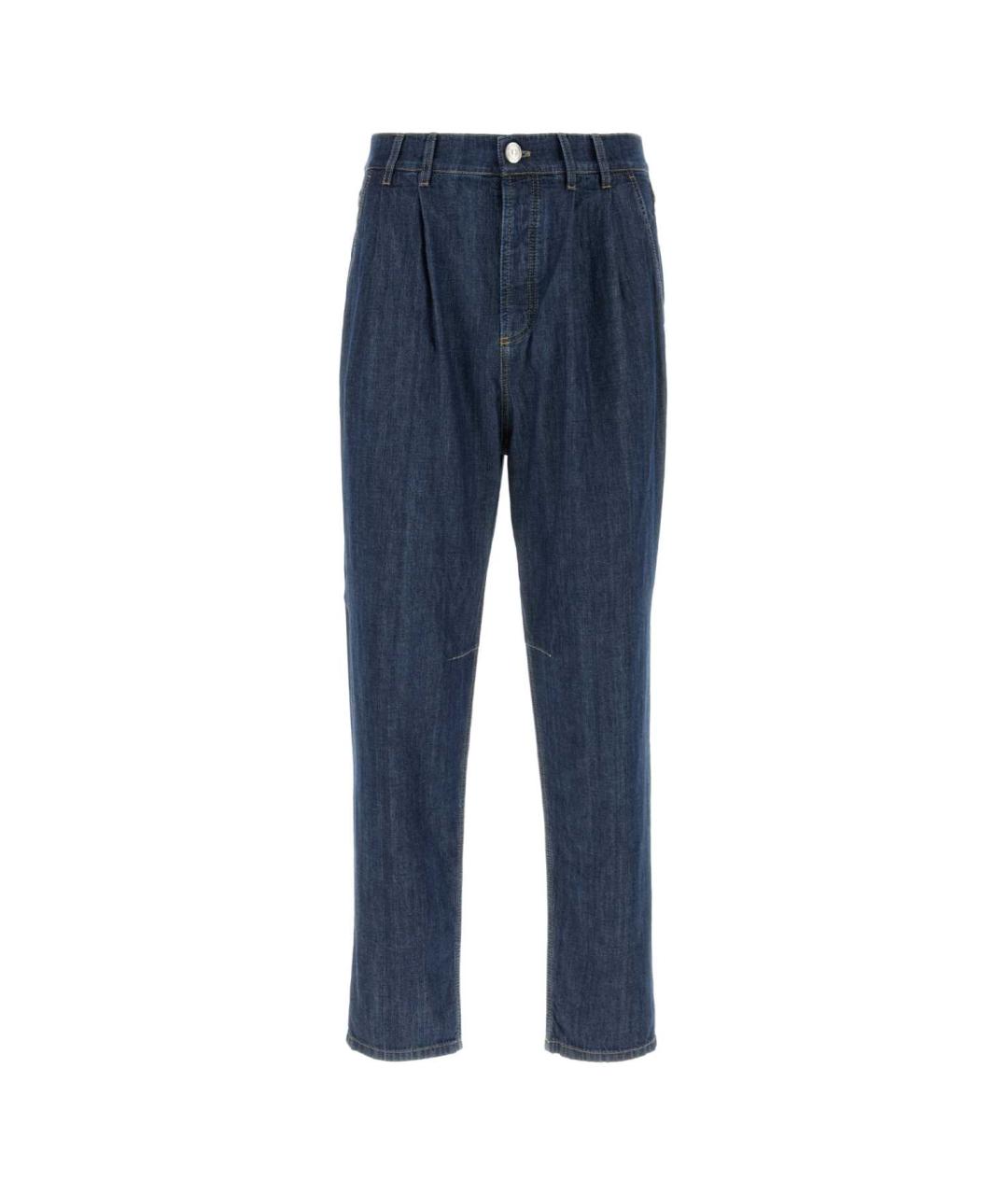 BRUNELLO CUCINELLI Синие хлопковые прямые джинсы, фото 1