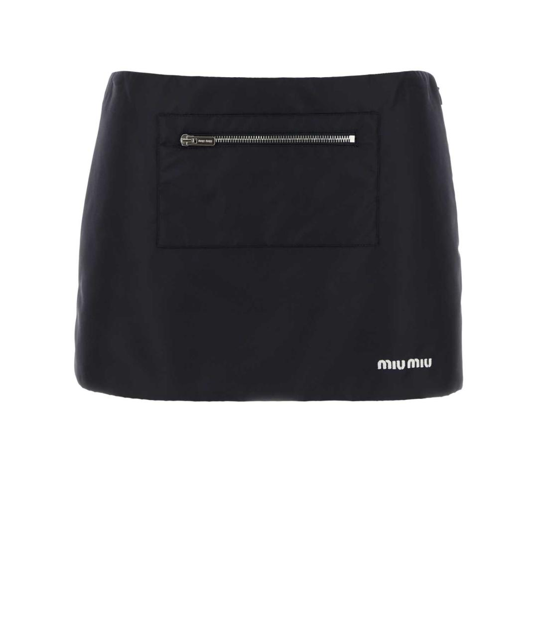 MIU MIU Темно-синяя полиэстеровая юбка мини, фото 1