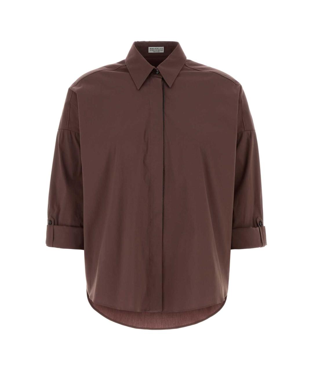 BRUNELLO CUCINELLI Коричневая хлопковая рубашка, фото 1