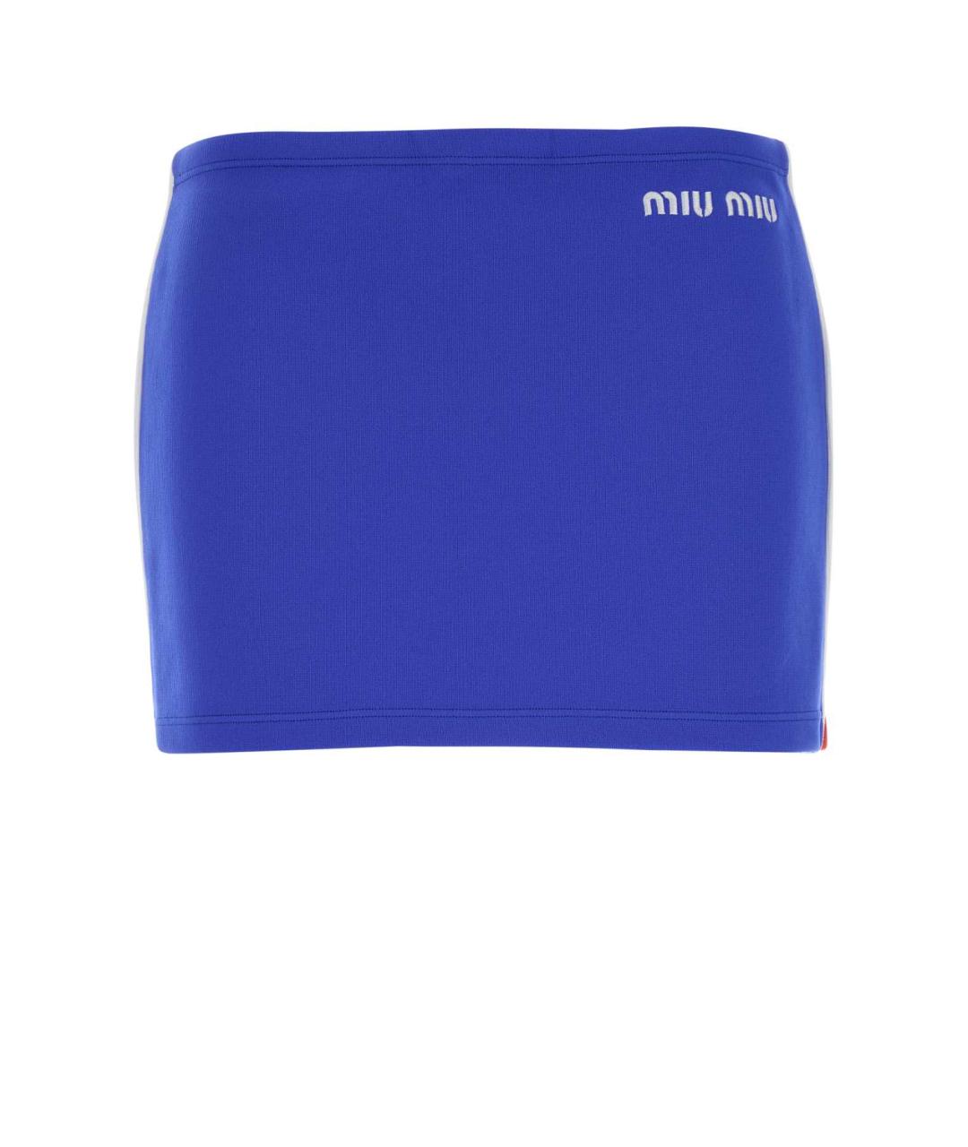 MIU MIU Синяя полиамидовая юбка мини, фото 1