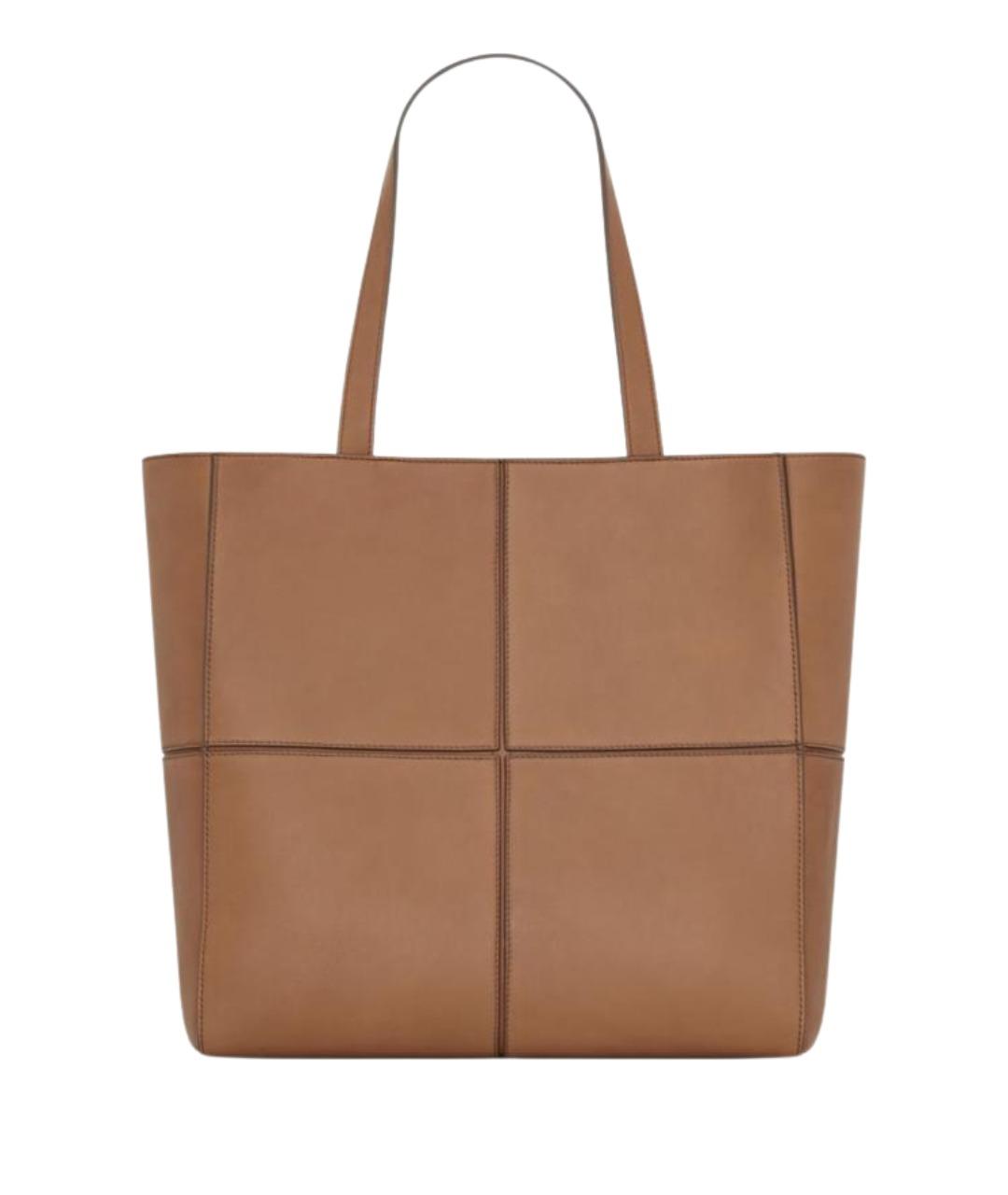 SAINT LAURENT Коричневая кожаная сумка тоут, фото 1