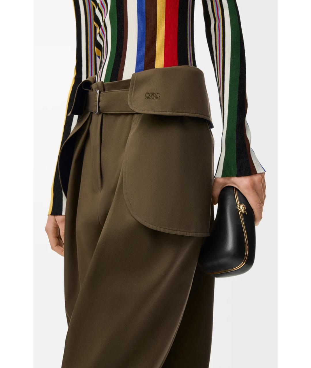 LOEWE Зеленые хлопковые прямые брюки, фото 5