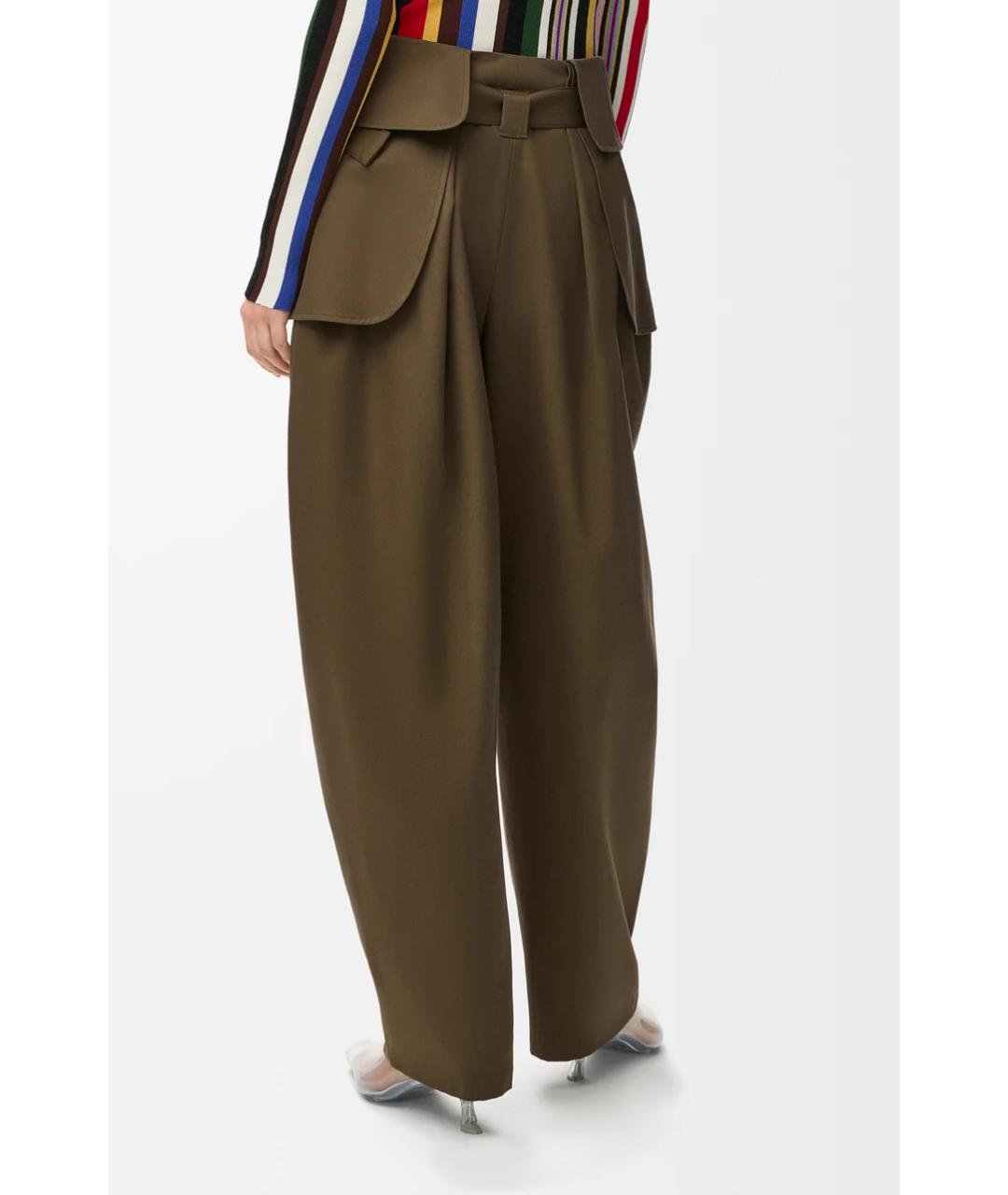 LOEWE Зеленые хлопковые прямые брюки, фото 4