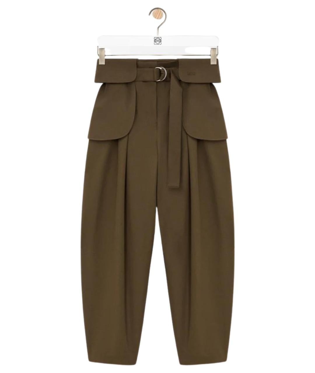 LOEWE Зеленые хлопковые прямые брюки, фото 1