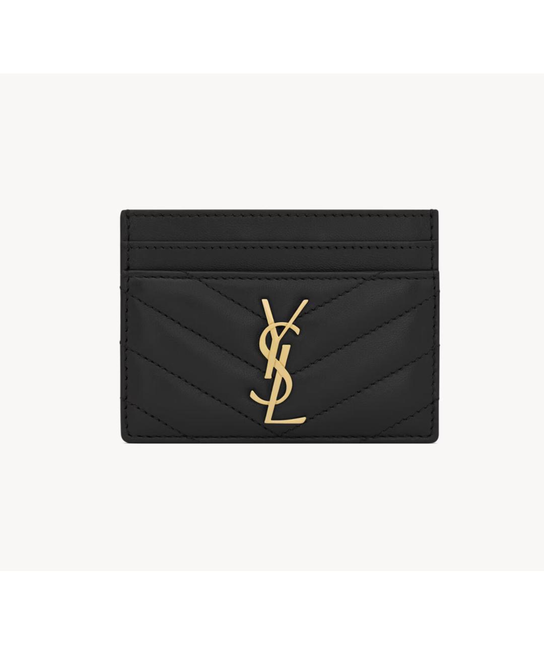 SAINT LAURENT Черный кожаный кардхолдер, фото 3