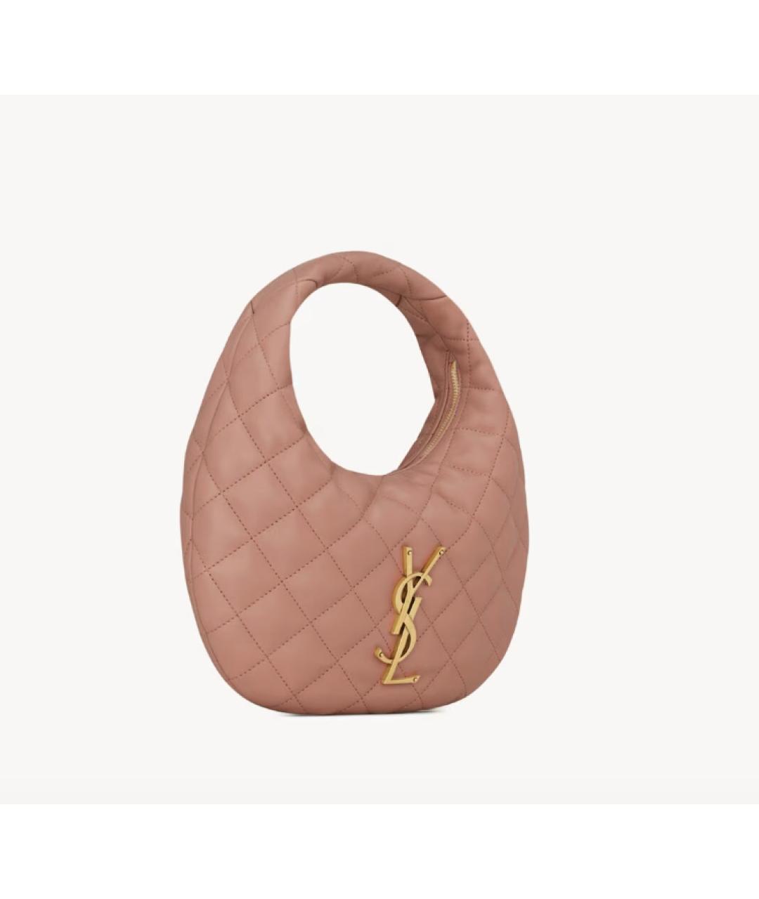 SAINT LAURENT Розовая кожаная сумка с короткими ручками, фото 4