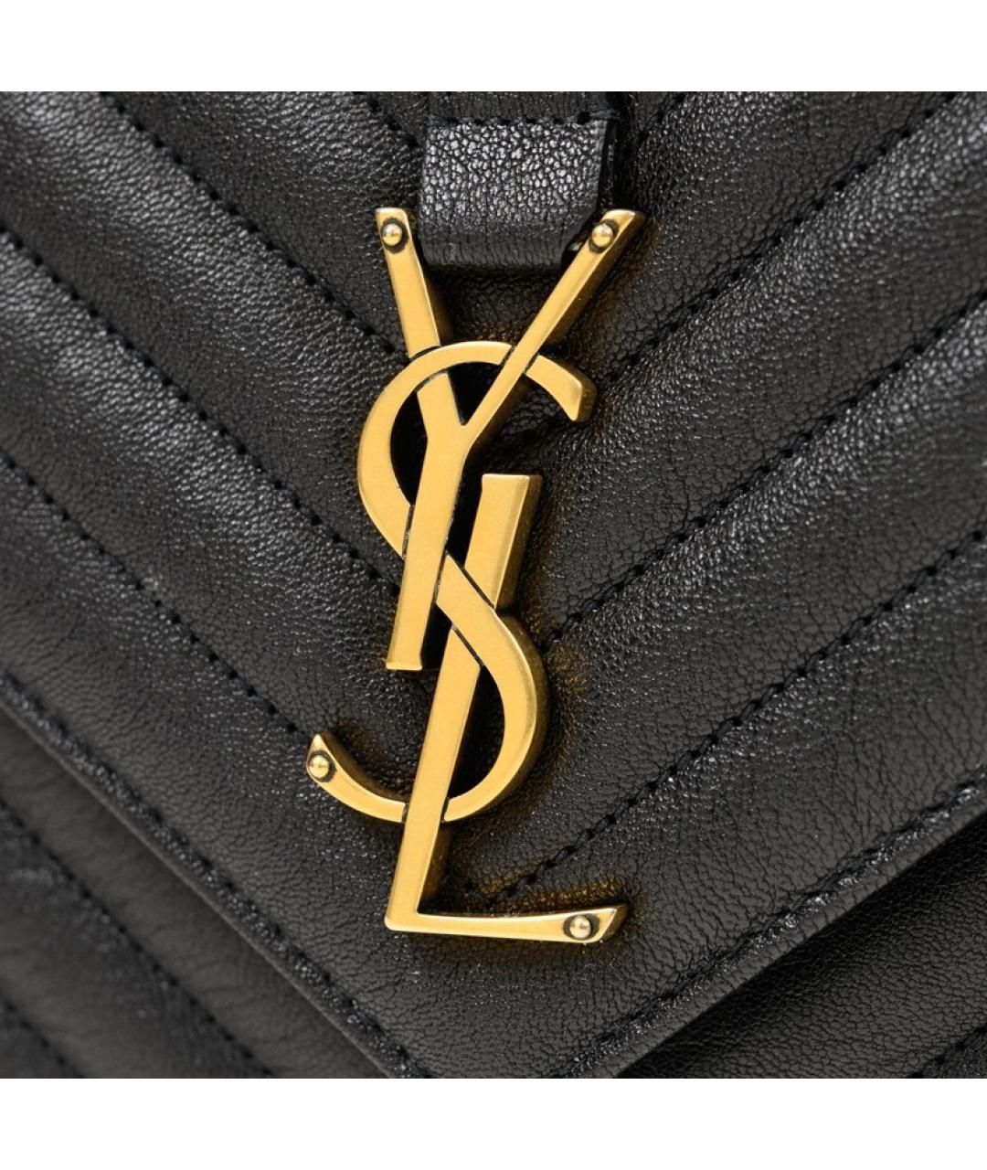 SAINT LAURENT Черная кожаная сумка через плечо, фото 3