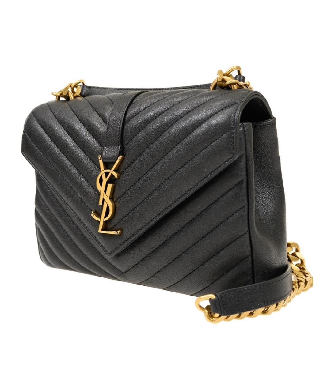 SAINT LAURENT Черная кожаная сумка через плечо, фото 2