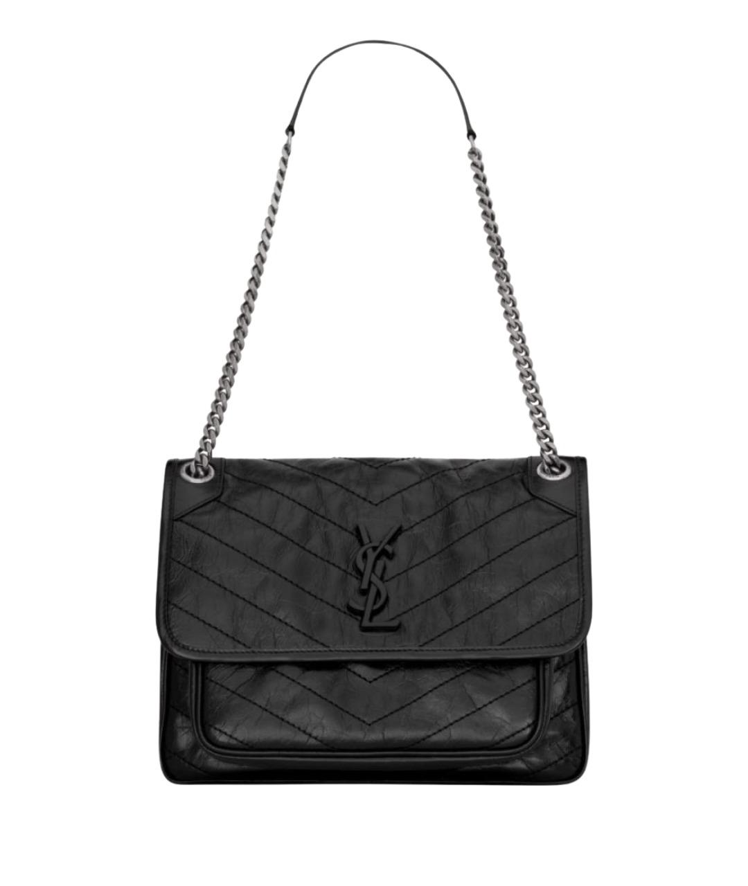 SAINT LAURENT Черная кожаная сумка через плечо, фото 1