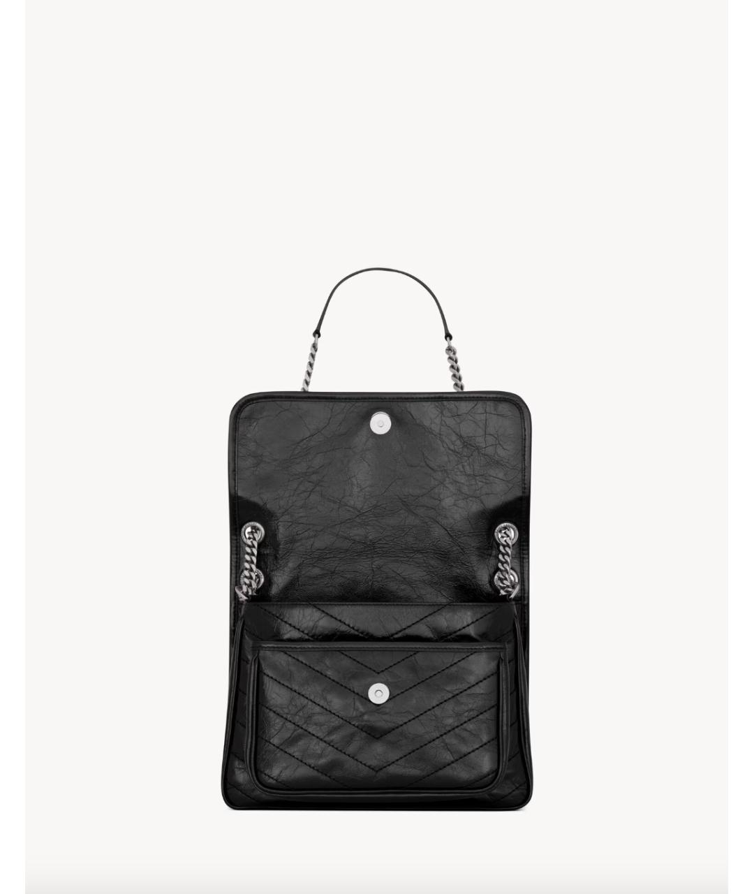 SAINT LAURENT Черная кожаная сумка через плечо, фото 4