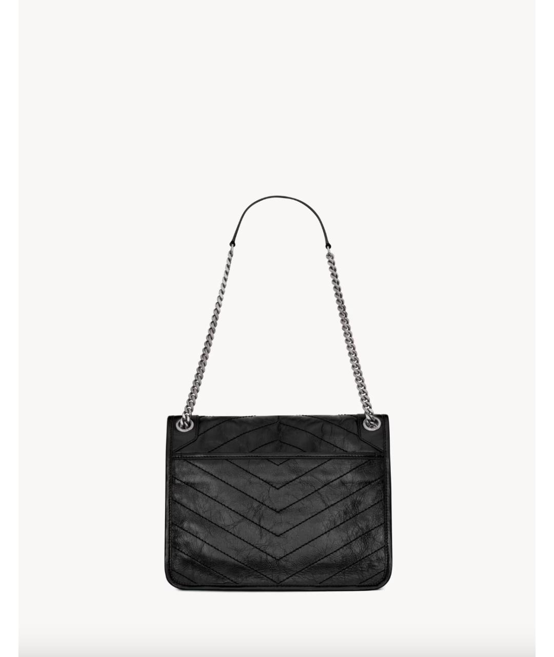 SAINT LAURENT Черная кожаная сумка через плечо, фото 2