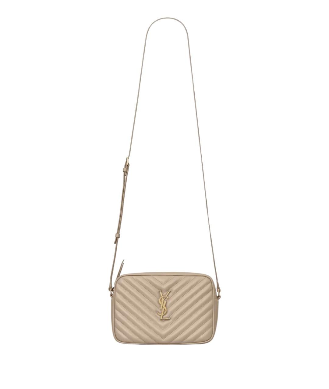 SAINT LAURENT Бежевая кожаная сумка через плечо, фото 1