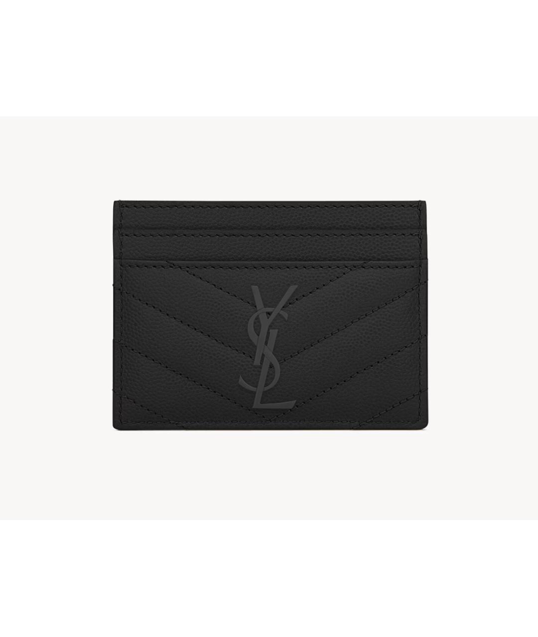 SAINT LAURENT Черный кожаный кардхолдер, фото 3