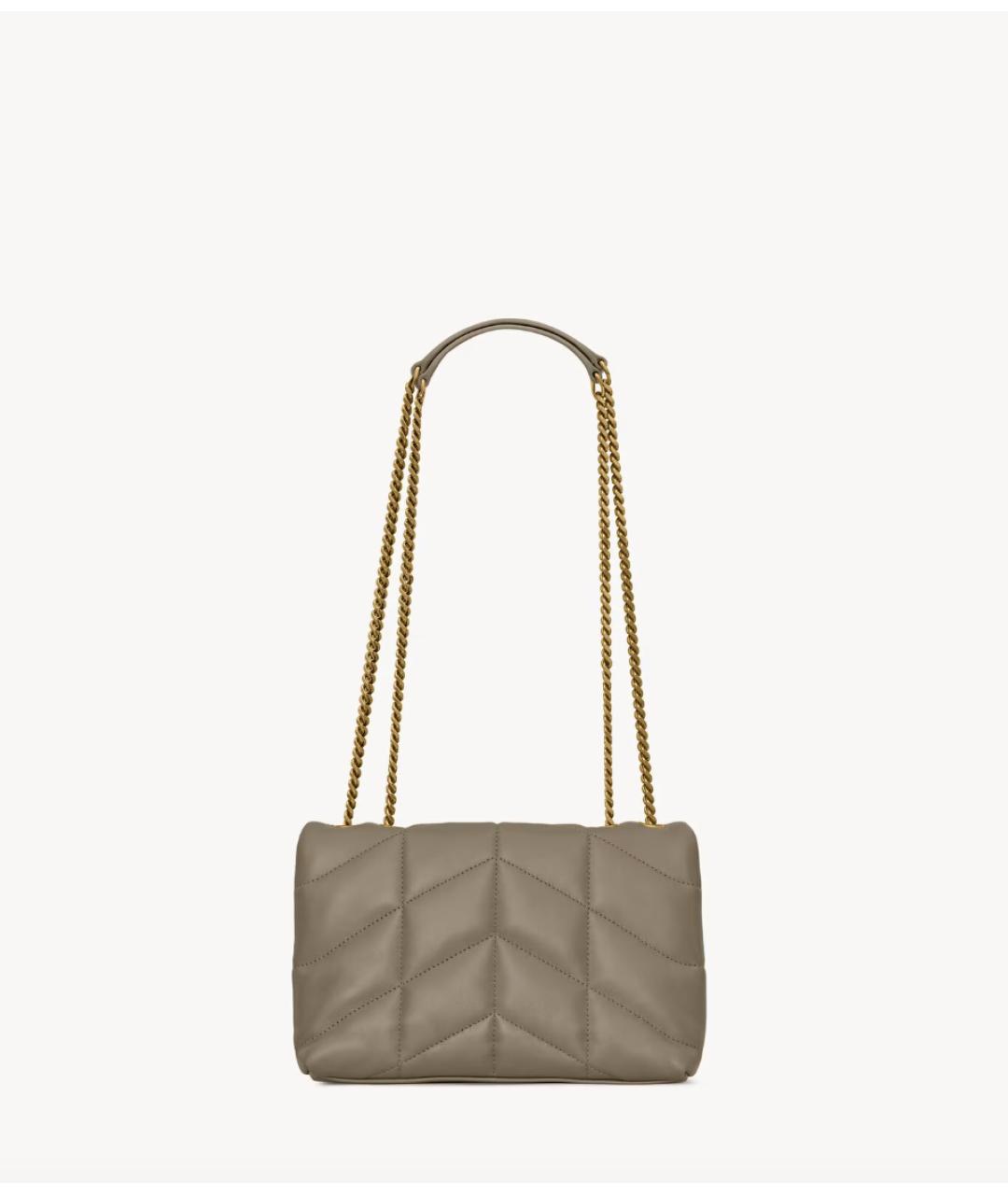 SAINT LAURENT Бежевая кожаная сумка через плечо, фото 2