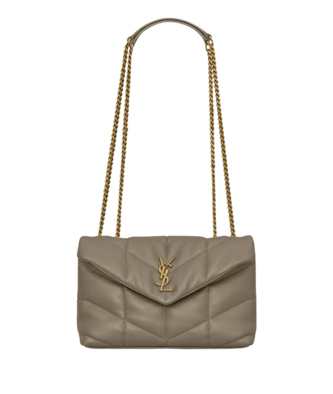 SAINT LAURENT Бежевая кожаная сумка через плечо, фото 1