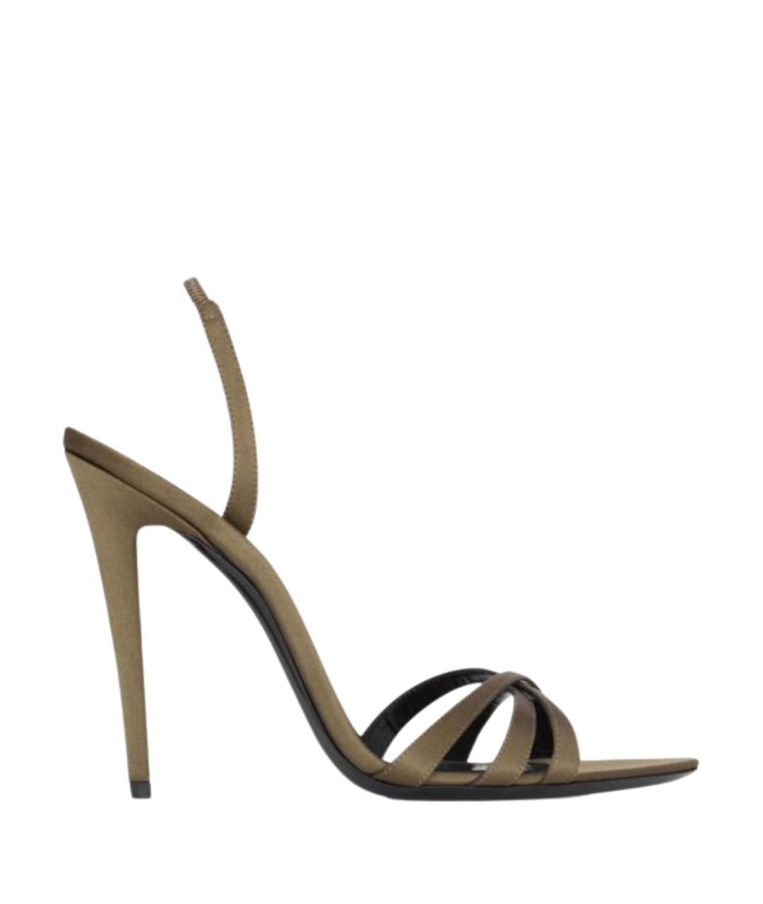 SAINT LAURENT Зеленые текстильные босоножки, фото 1