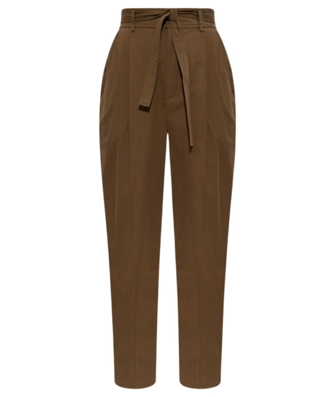 SAINT LAURENT Коричневые хлопковые прямые брюки, фото 1