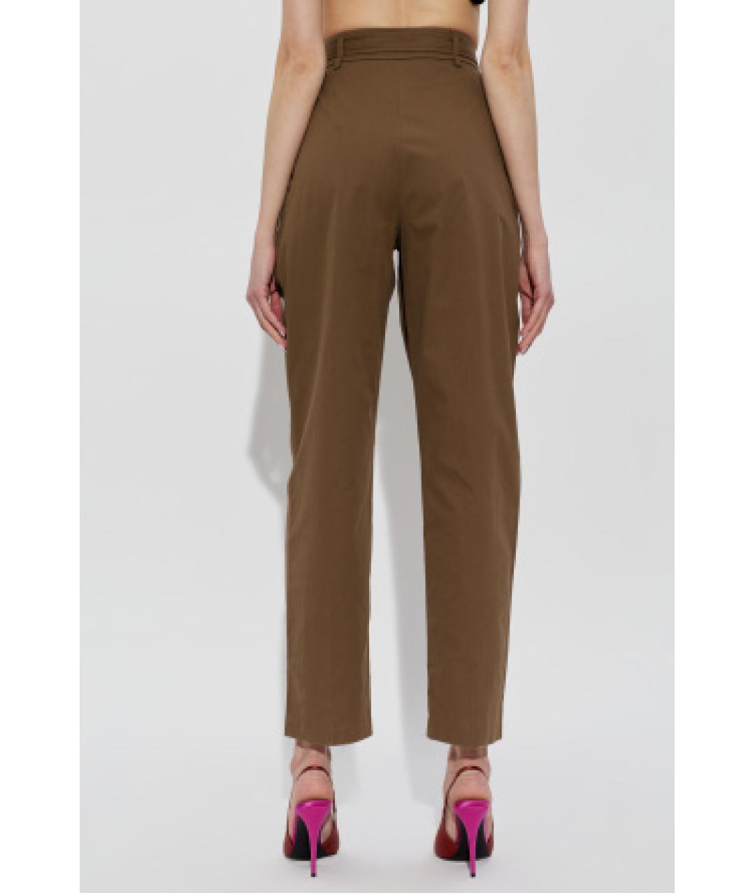 SAINT LAURENT Коричневые хлопковые прямые брюки, фото 4