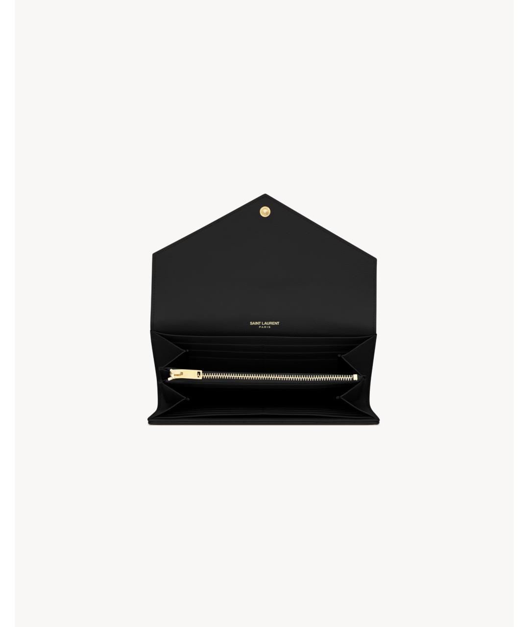 SAINT LAURENT Черный кожаный кошелек, фото 4
