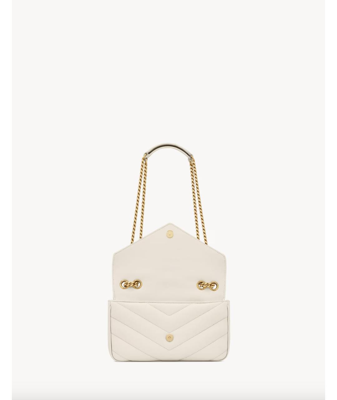 SAINT LAURENT Белая кожаная сумка через плечо, фото 4