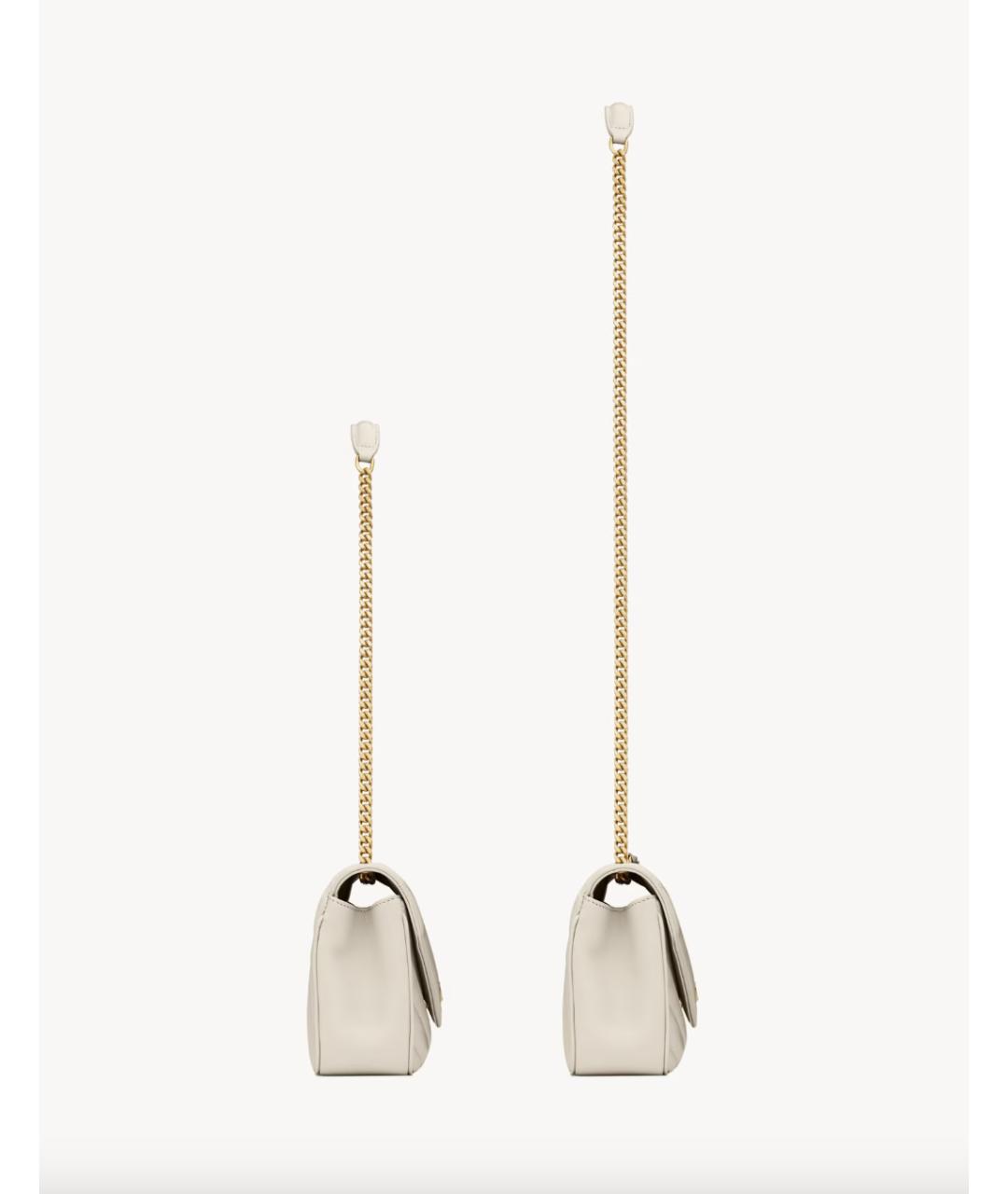 SAINT LAURENT Белая кожаная сумка через плечо, фото 3