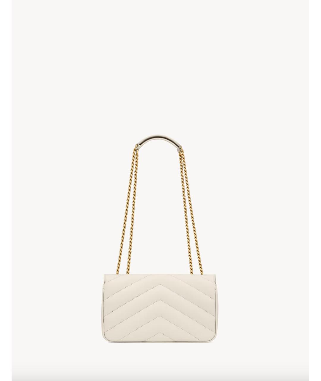 SAINT LAURENT Белая кожаная сумка через плечо, фото 2