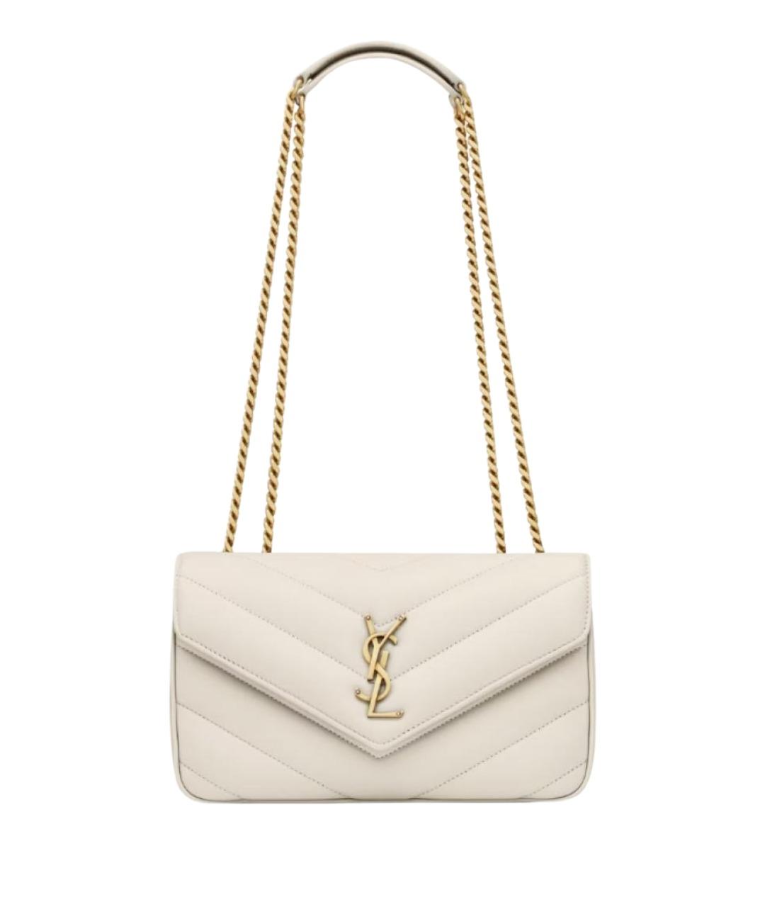 SAINT LAURENT Белая кожаная сумка через плечо, фото 1