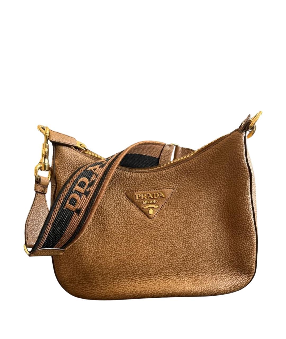 PRADA Коричневая кожаная сумка через плечо, фото 1