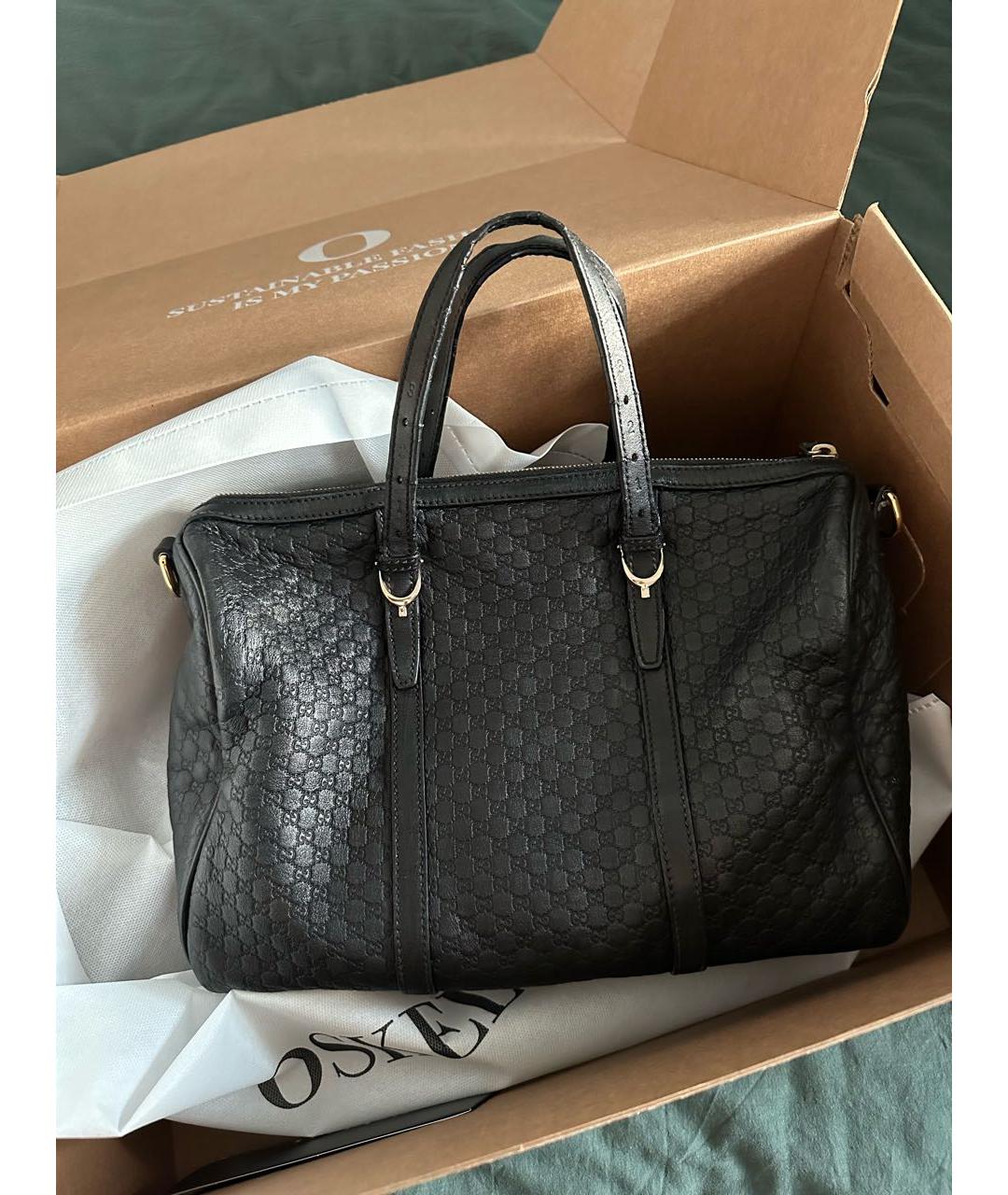 GUCCI Черная кожаная сумка с короткими ручками, фото 2