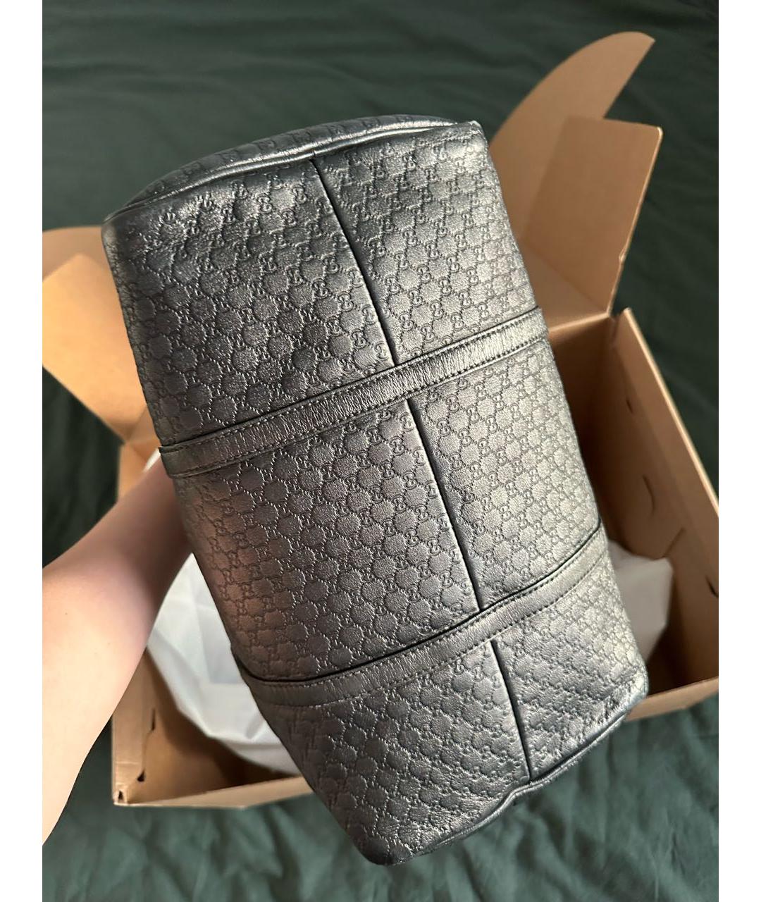 GUCCI Черная кожаная сумка с короткими ручками, фото 5