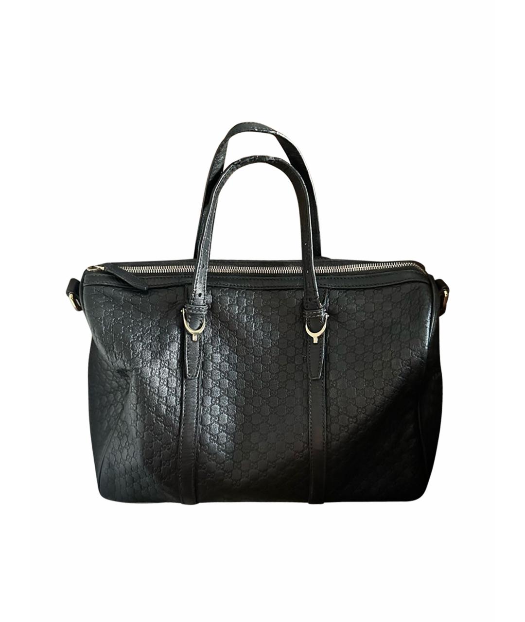 GUCCI Черная кожаная сумка с короткими ручками, фото 1