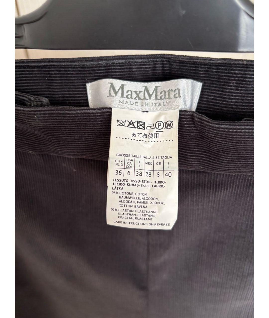 MAX MARA Антрацитовые хлопко-эластановые брюки широкие, фото 5