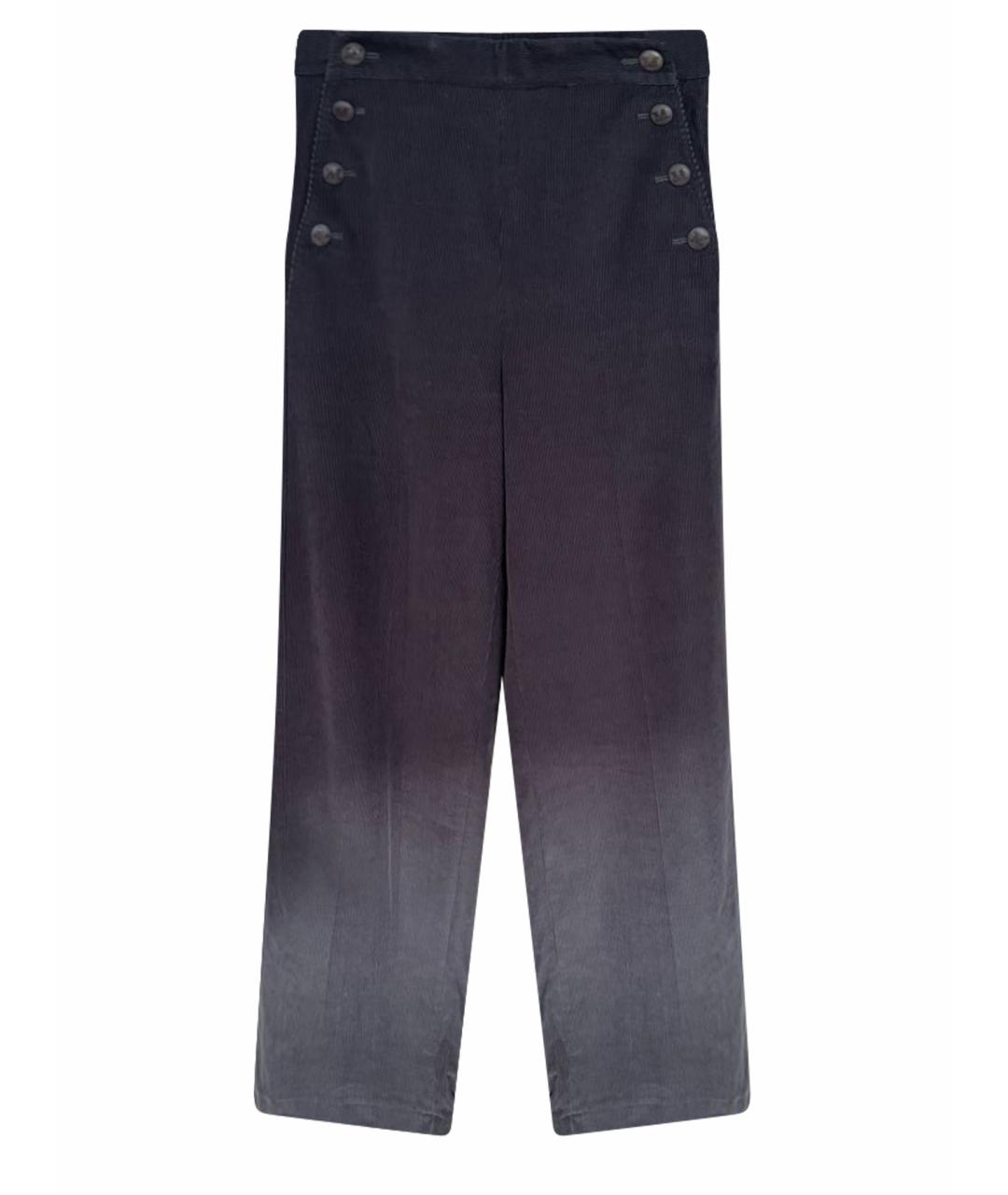 MAX MARA Антрацитовые хлопко-эластановые брюки широкие, фото 1