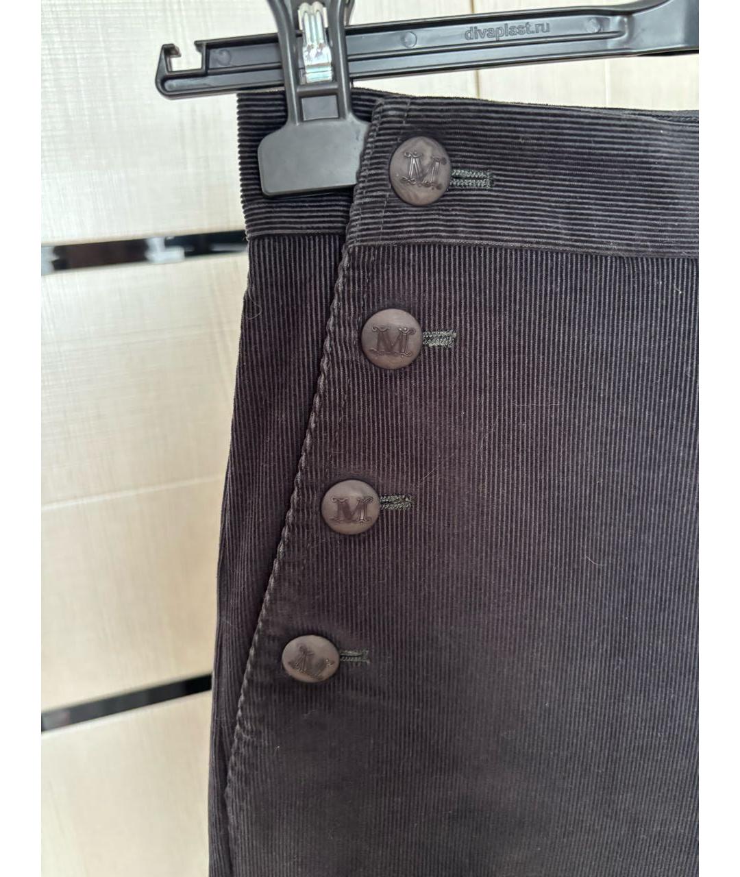 MAX MARA Антрацитовые хлопко-эластановые брюки широкие, фото 3