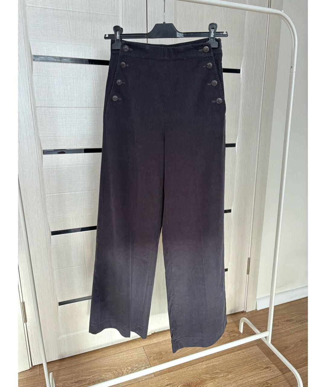 MAX MARA Антрацитовые хлопко-эластановые брюки широкие, фото 6