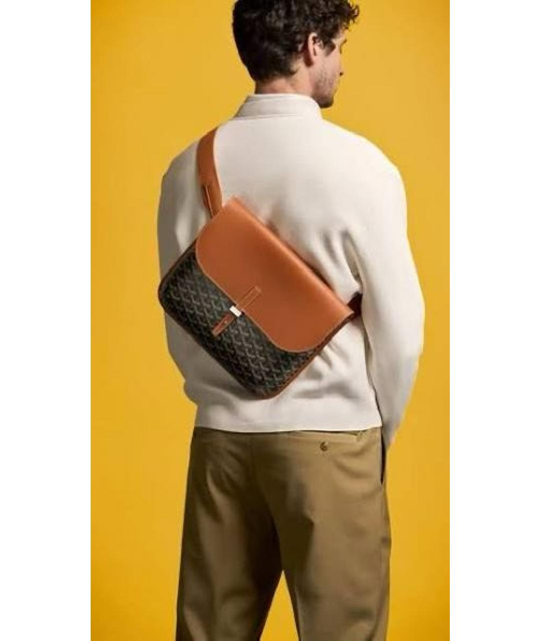 GOYARD Коричневая кожаная сумка на плечо, фото 6