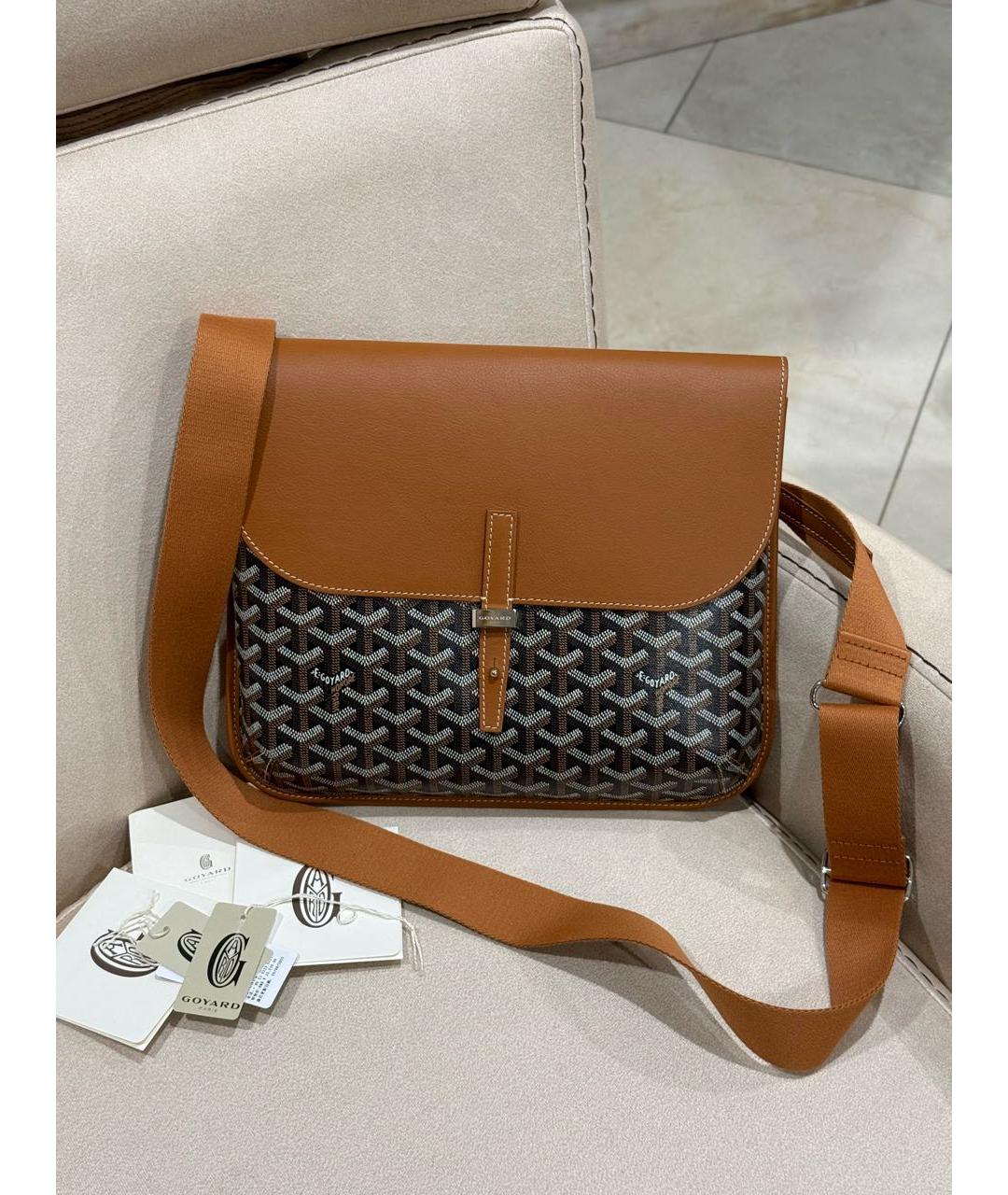 GOYARD Коричневая кожаная сумка на плечо, фото 2