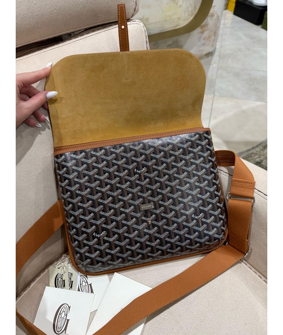 GOYARD Коричневая кожаная сумка на плечо, фото 4
